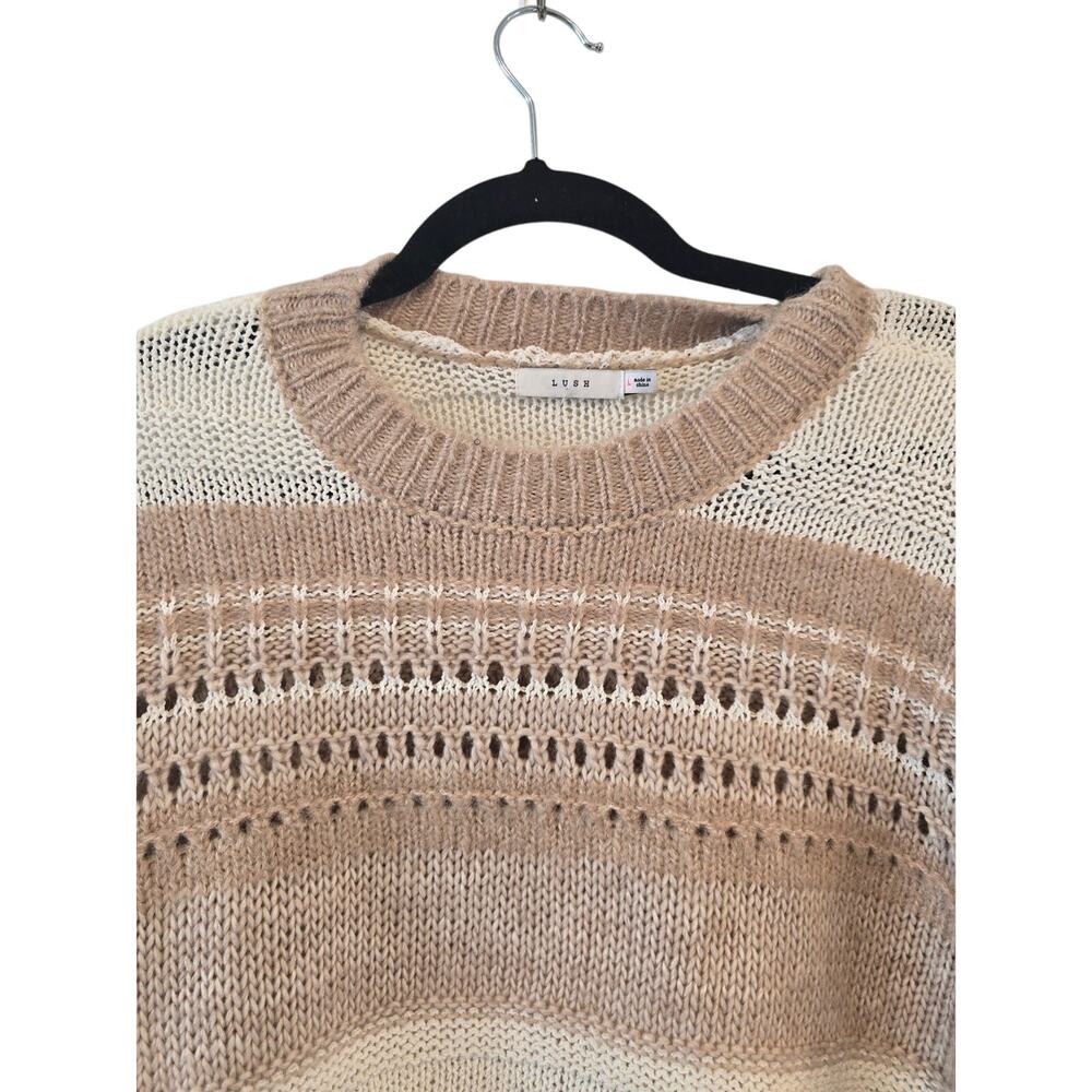 LUSH Knitted Cream and Tan Long Sleeve SWEATER Size L NWOT - Picture 4 of 8